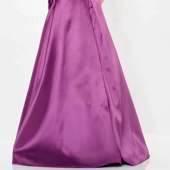 NWT Ivonne D ID6201 Mikado Evening Dress Aubergine Size 10 - Picture 4 of 7
